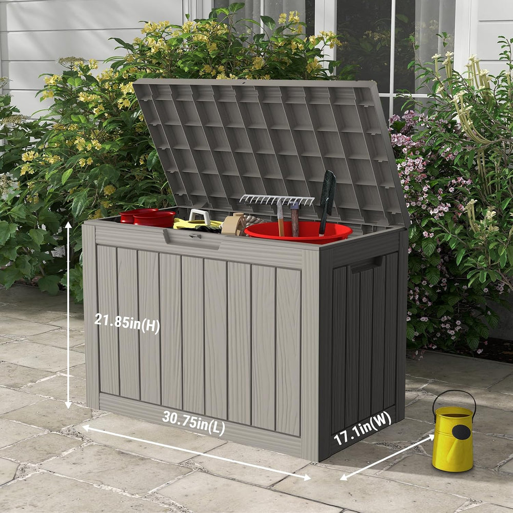 Mars Villa Deck Box, Outdoor Storage Box Waterproof, 45 Gallon, Grey