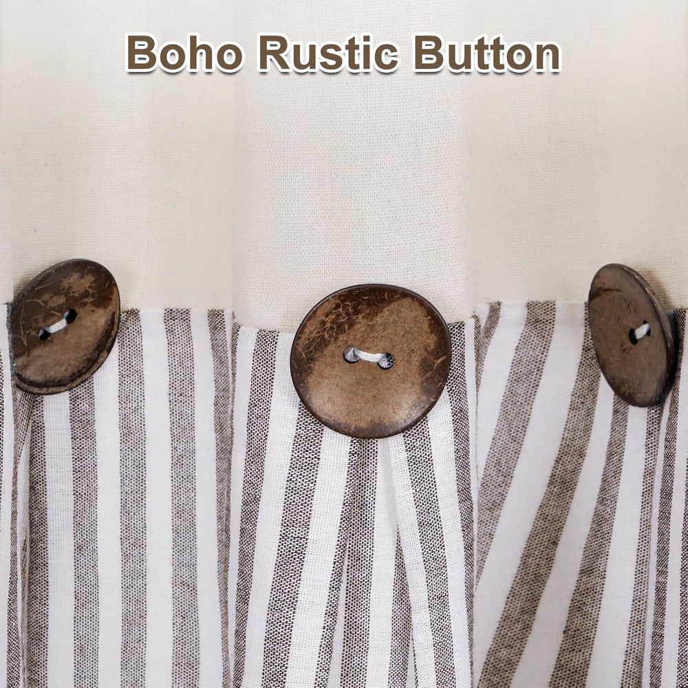 ASPMIZ Cotton Linen Farmhouse Curtains Boho Rustic Button Panel, Country Wind...