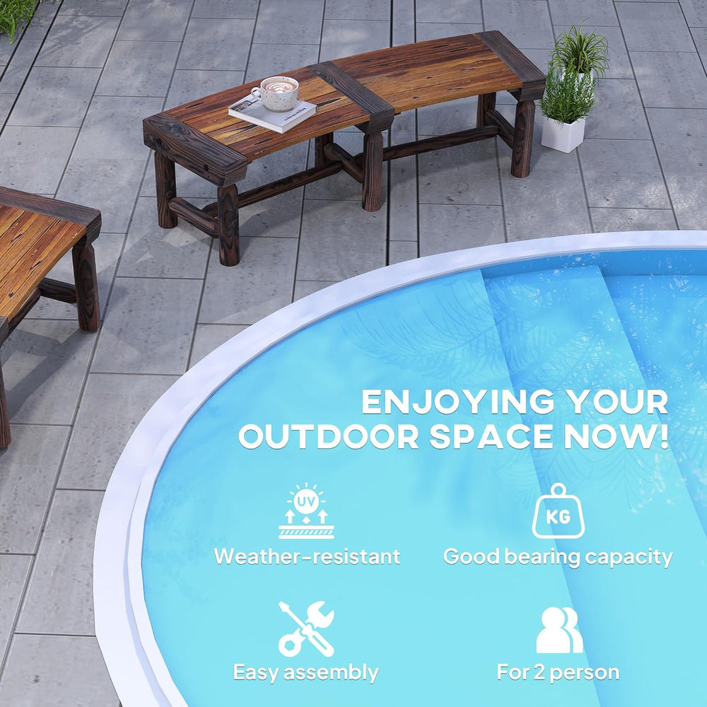 Outsunny Wooden Garden Bench Semicircular Round Outdoor Tree Bench Brown