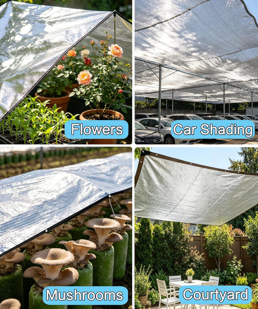 70% Reflective Aluminum Shade Cloth, Silver, 10 x 14 FT