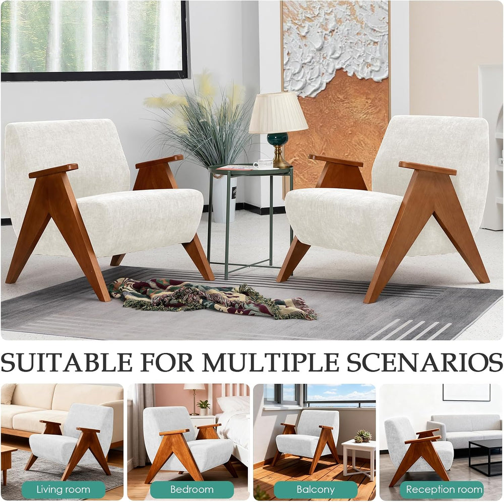 Home Accent Chair Mid Century Modern Accent Chair with Wood Frame, Lounge Uph...