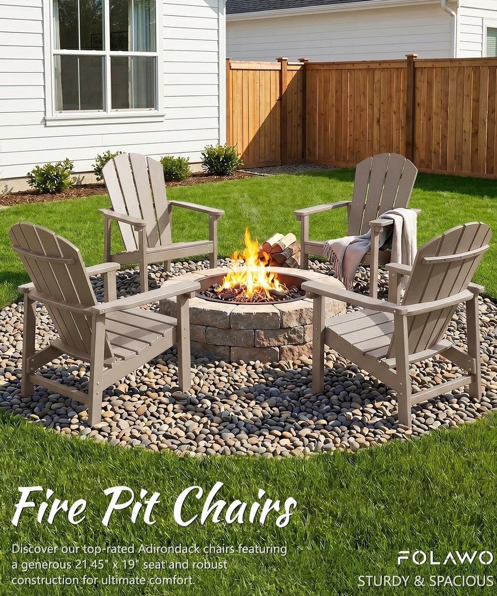Adirondack Chair, All Weather HDPE Fire Pit Chairs, Oversized Plastic Adirond...