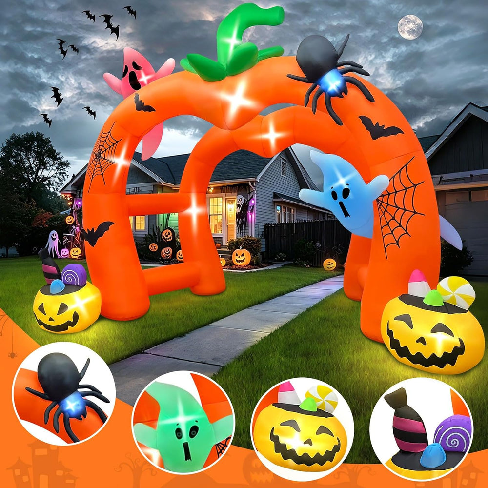 Kalolary 12FT Halloween Inflatable Archway,Giant Pumpkin Inflatable Tunnel