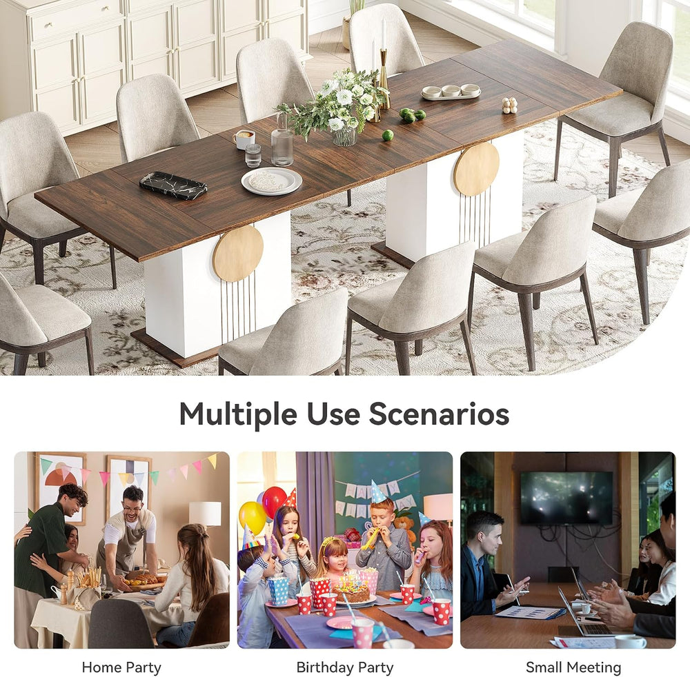 LITTLE TREE Rectangle Dining Table, Modern Kitchen Table Set for 6, Wooden Fu...