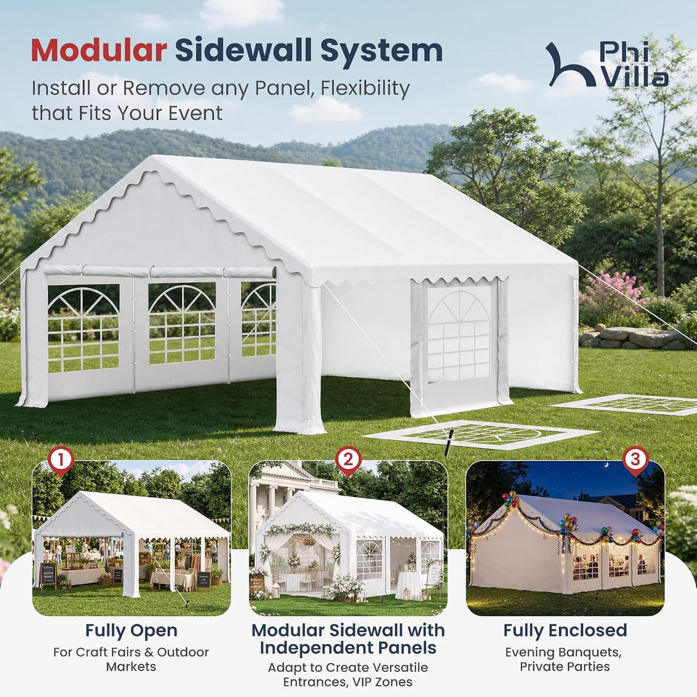 PHI VILLA Party Tent 16x20ft, Heavy Duty Wedding Events Tents for Parties