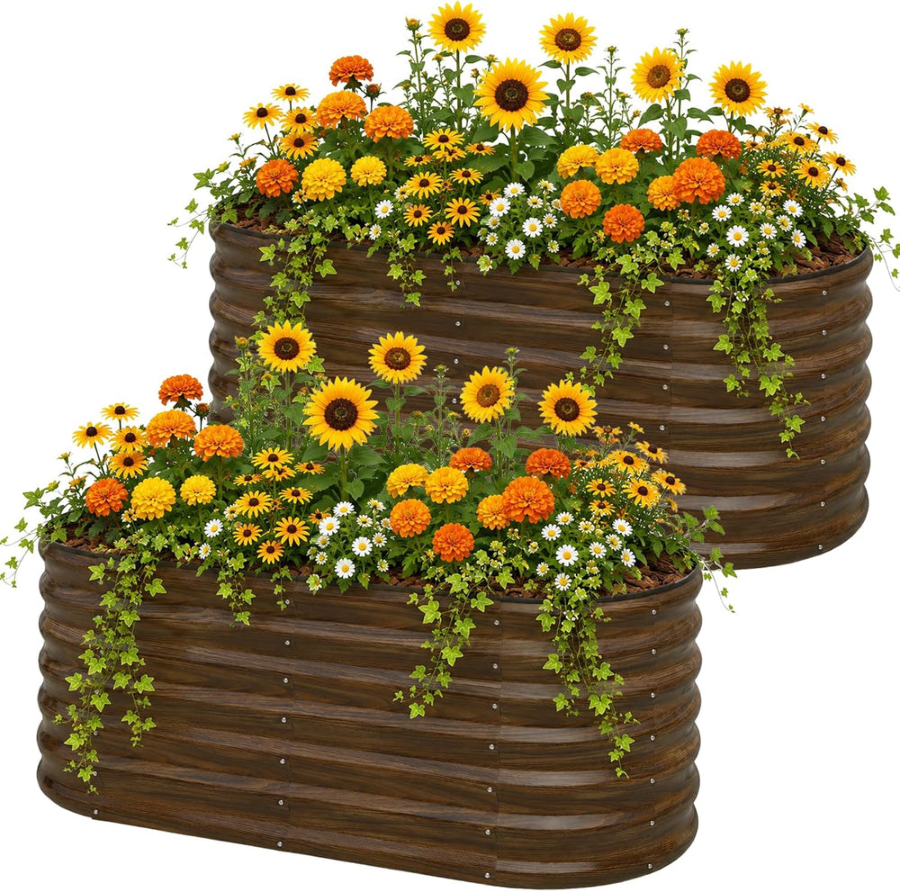 SnugNiture Galvanized Steel Raised Garden Bed Kit - 2 Pack 4x2x2 ft Metal Pla...
