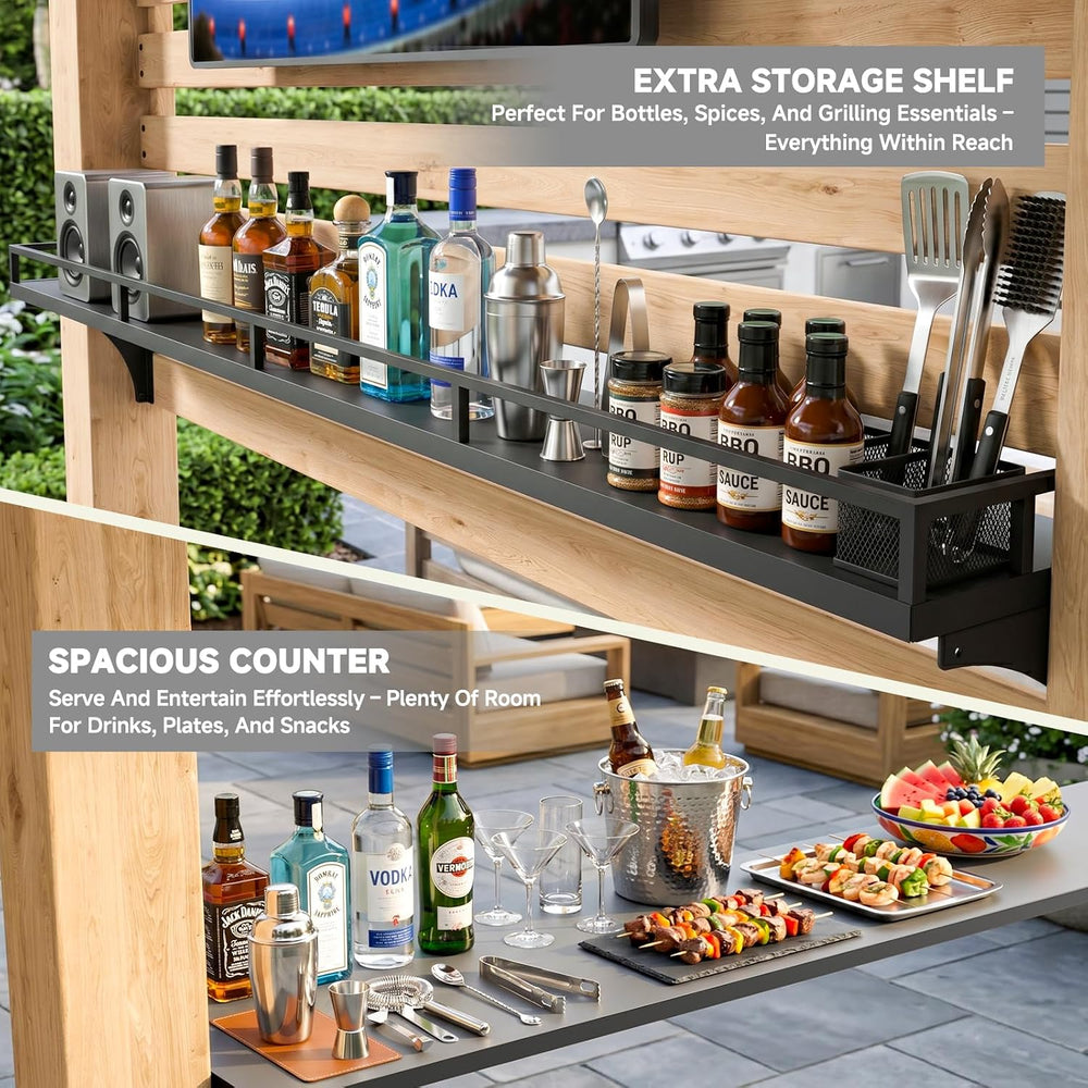 SUNYRISY 6 x 8 Ft Wood Grill Gazebo for Outdoor Patio Bar