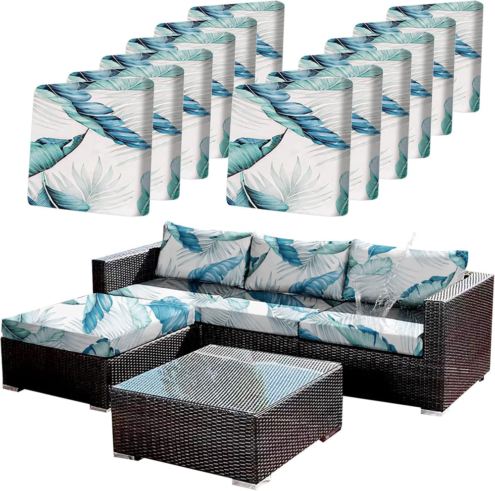 CALBODE 12Pcs Stretch Patio Cushion Covers Outdoor Couch Cover Replacement,Ou...
