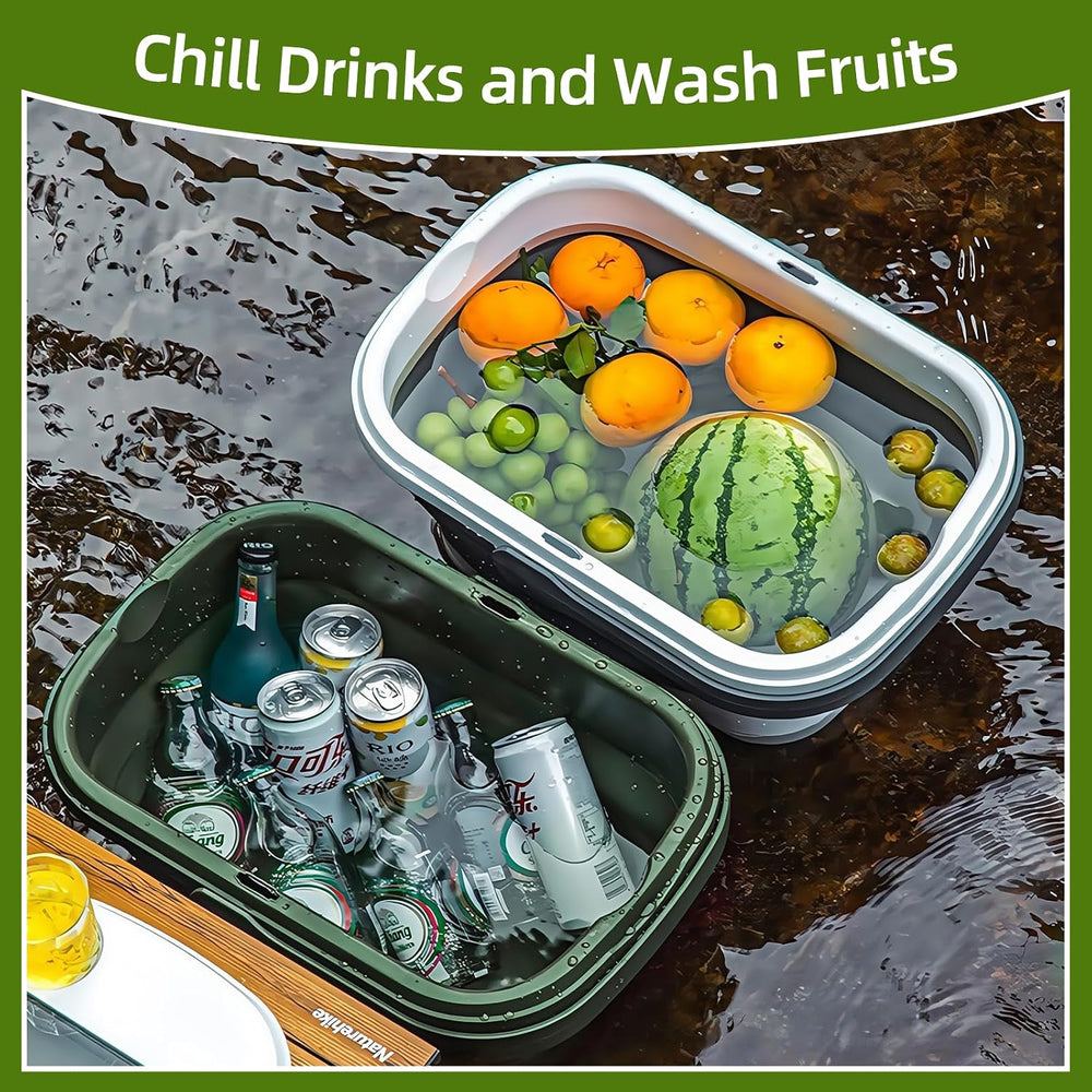 Collapsible Picnic Basket 16L, Folding Basket for Picnic with Lid Table, Wate...