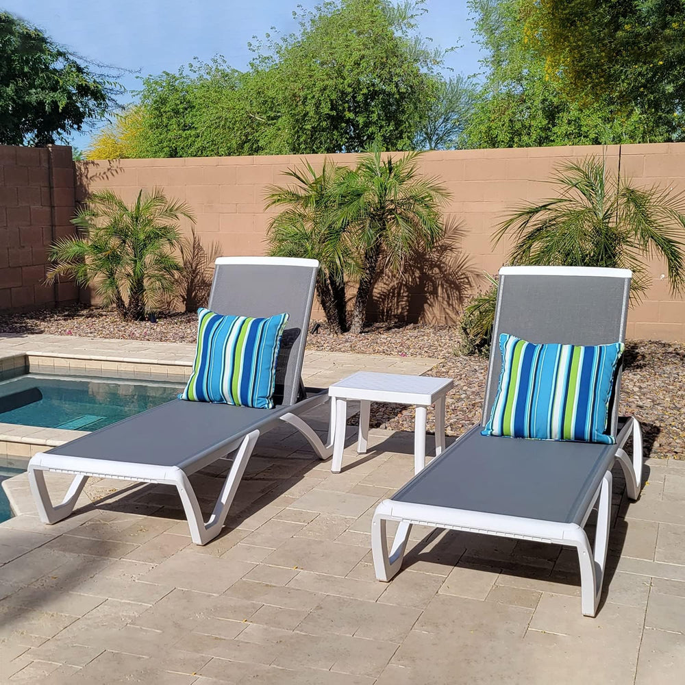 Domi Patio Lounger Chair Outdoor,Pool Lounge Chairs Set of 2 with Table