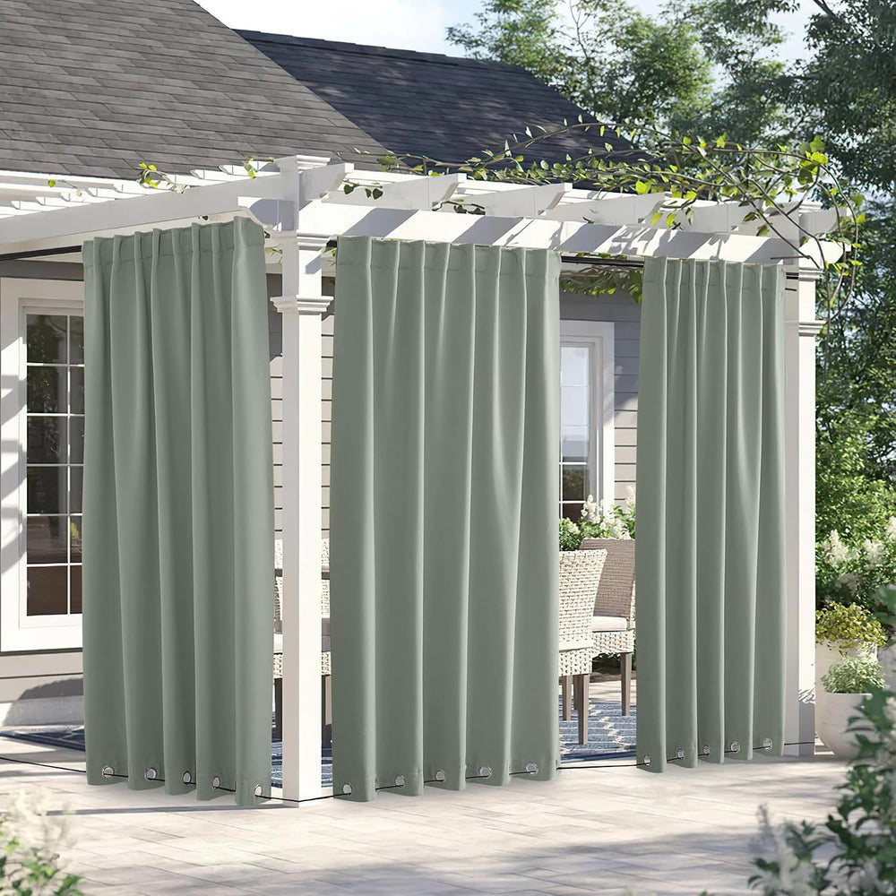 NICETOWN Windproof Outdoor Curtains for Patio Waterproof W66xL90 Sage Green