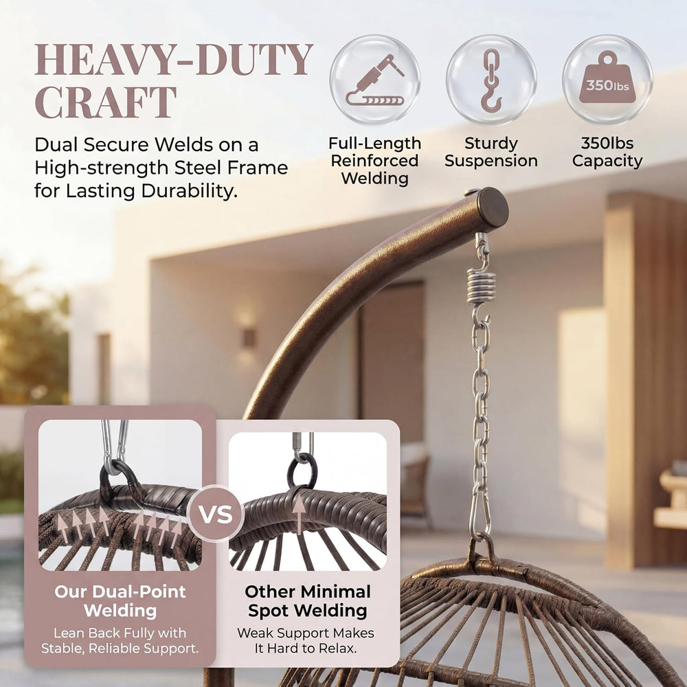 BULEXYARD Egg Swing Chair with Stand, Outdoor Hanging Egg Chair with Stand