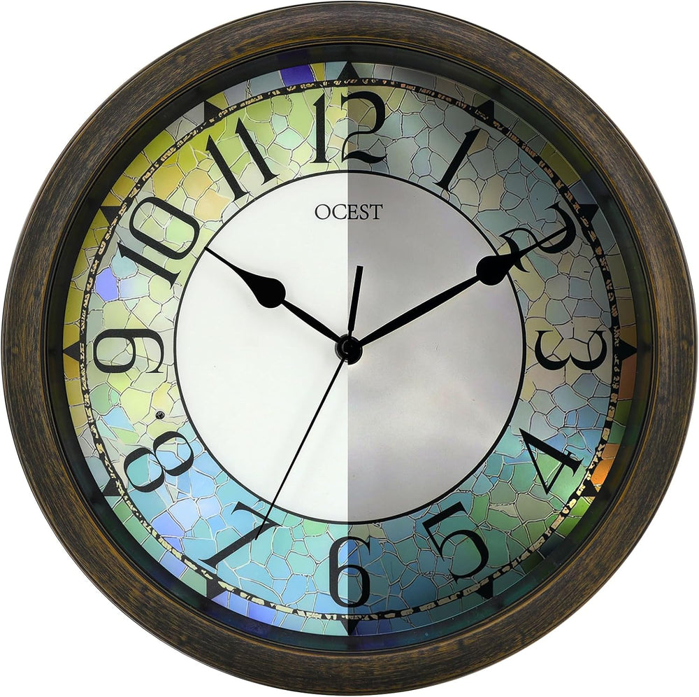 OCEST 13 Inch Illuminated Wall Clock, Glow in The Dark, Brown