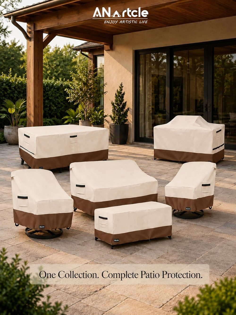 ANartcle Outdoor Swivel Lounge Chair Cover 2 Pack,600D Waterproof Heavy Duty ...