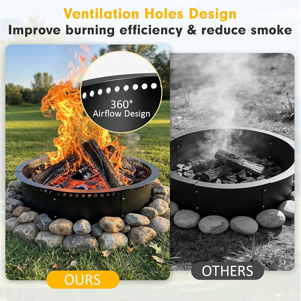 Smokeless Fire Pit Ring, 32 inch Outer/28 inch Inner Outside Fire Pit, Heavy ...