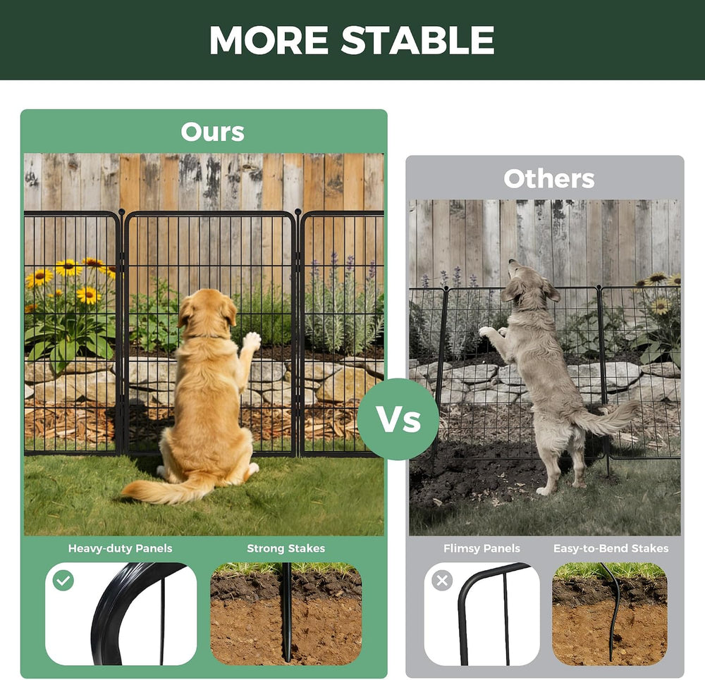 FXW No Dig Garden Fence, Outdoor for Yard, 40in(H) x 18.2ft(L), 8 Panels