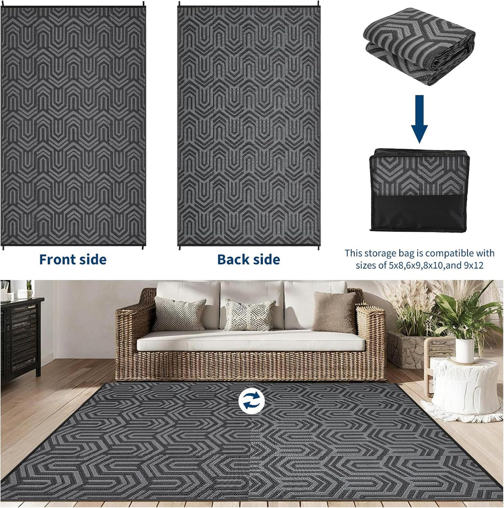 Garvee Outdoor Rug 9x12 ft Waterproof Reversible Patio Mat