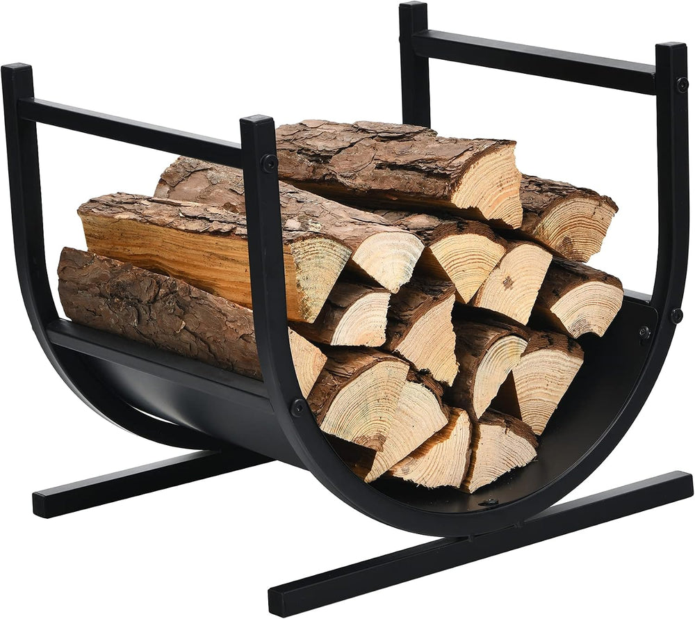 Goplus Firewood Rack, 17” U-Shaped Heavy-Duty Iron Log Rack with Stable Base ...