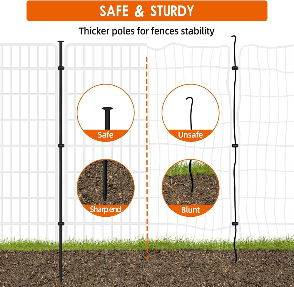 10 Panels No Dig Fence, 32 in(H) X 24 ft(L) Garden Decorative Fence Animal Ba...