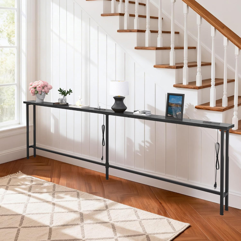 GRLEAF 90" Sofa Table with Built-in Power Strip (4 AC Outlets & 4 US...