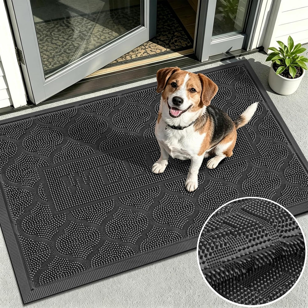 FRAMICS Front Door Mat Outside Entrance, Rubber Door Mats Welcome 24"x36...