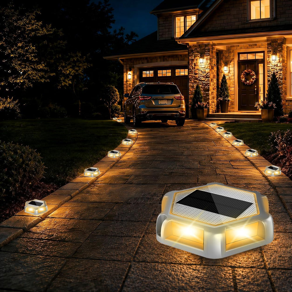 Solar Dock Lights, Solar Driveway Deck Lights, Warm White 12 Packs
