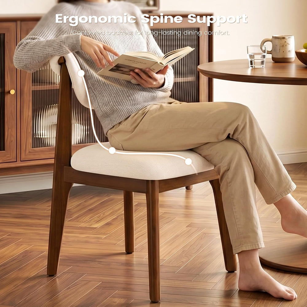 Dining Chairs Set of 8, Solid Rubberwood Kitchen Chairs with Lumbar Support H...