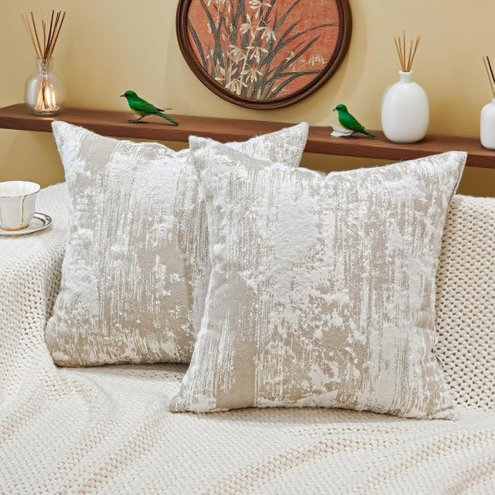 Beige Throw Pillow Covers 18x18 Inch Set of 2, Decorative Soft Plush Neutral ...