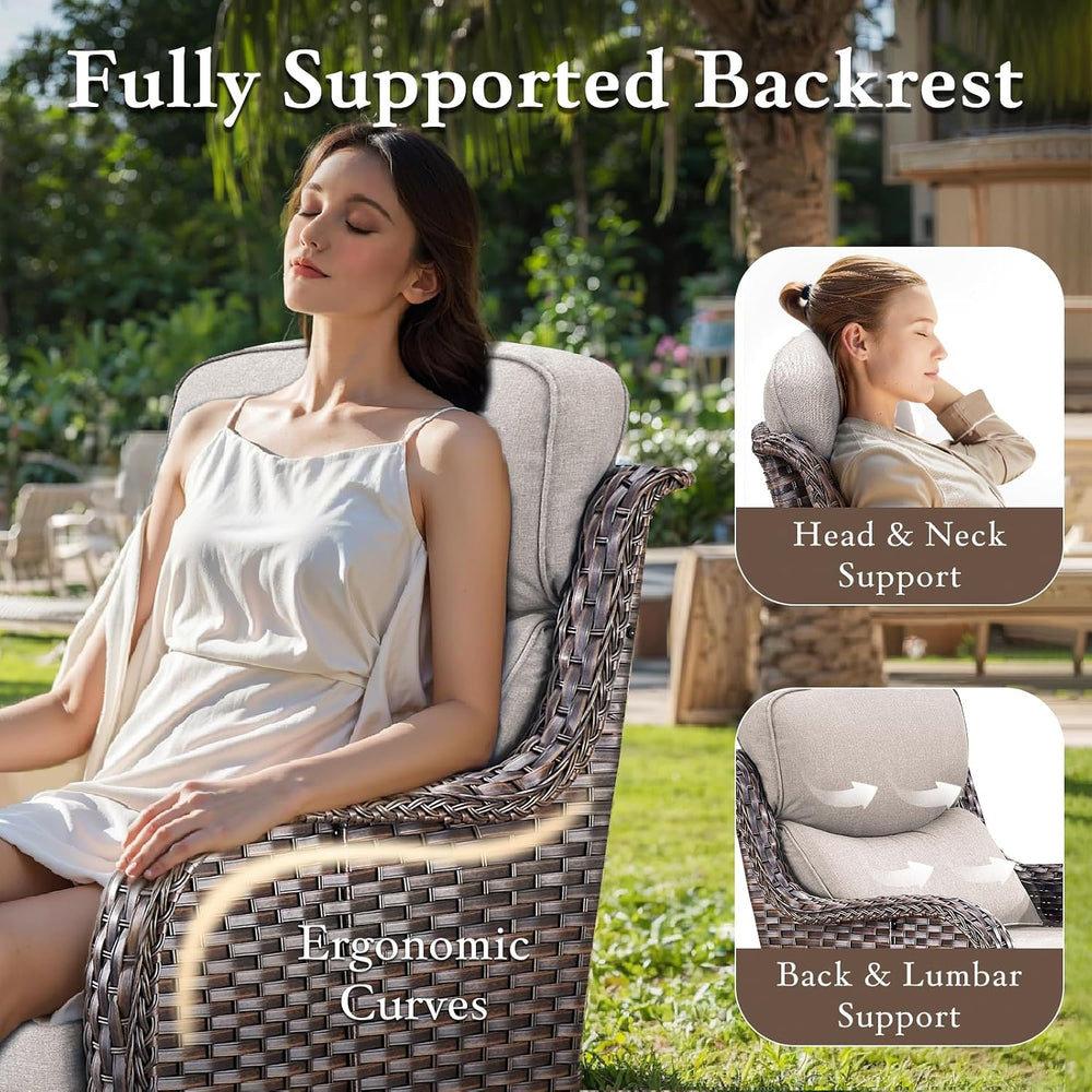 Luxury High Back Outdoor Furniture Set with 6-inch Thick Cushions, Patio Furn...