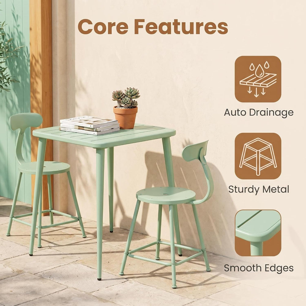 Modern Small Patio Table for Outdoor& Indoor Industrial Metal Bar Table S...