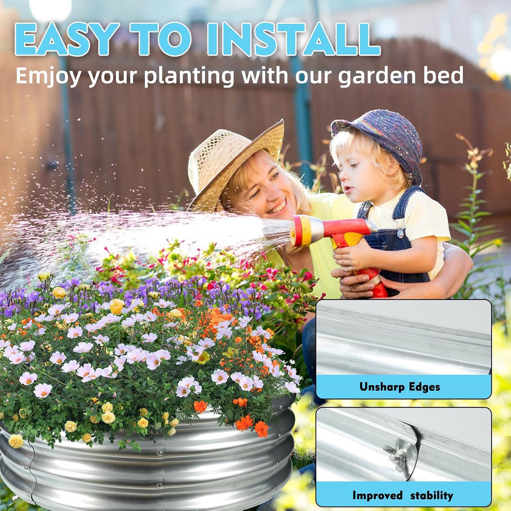 TBMLC 60" Round Galvanized Steel Fire Ring Pit / Raised Garden Bed Kit