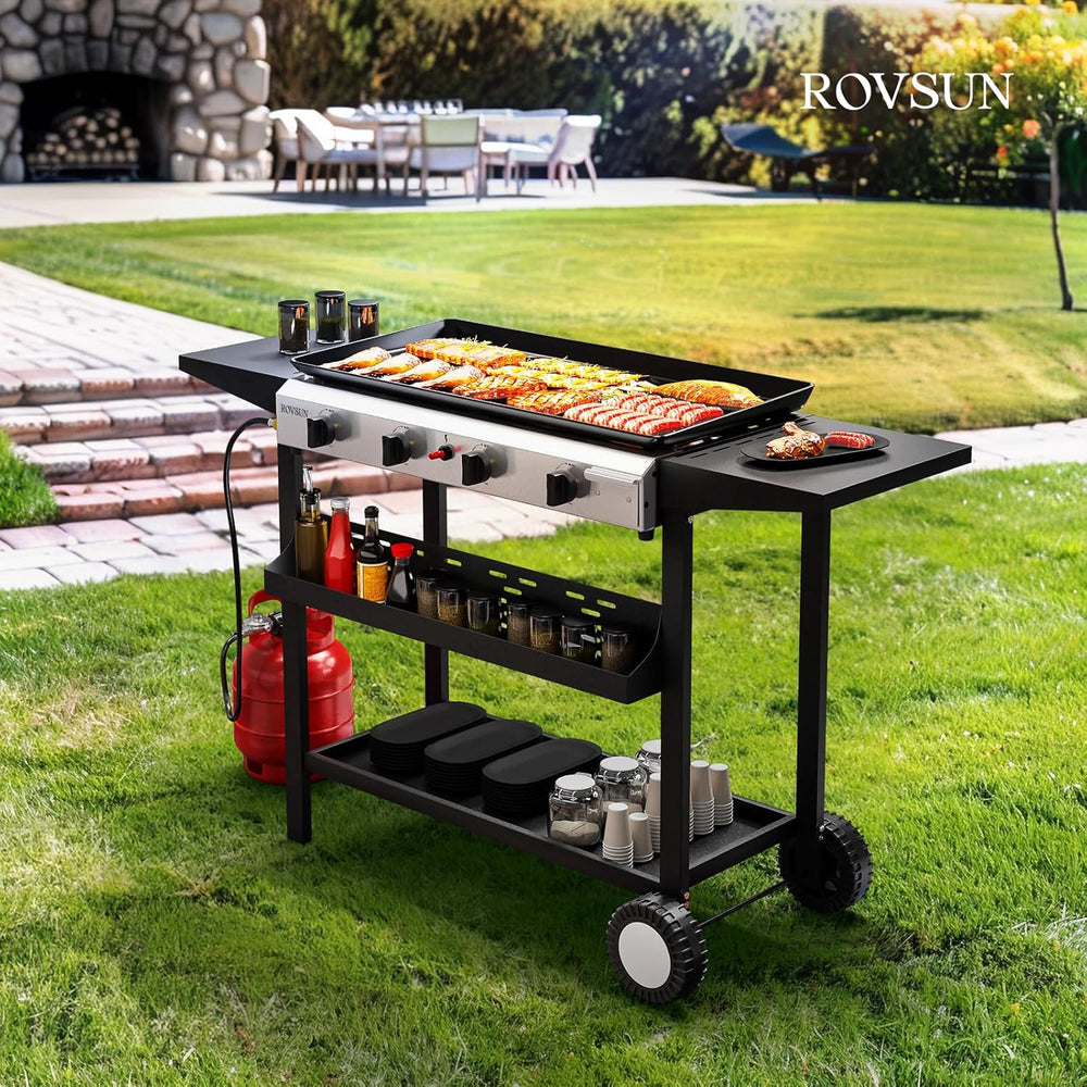 ROVSUN 4 Burner Portable Propane Griddle with Electronic Ignition, 40000 BTU ...