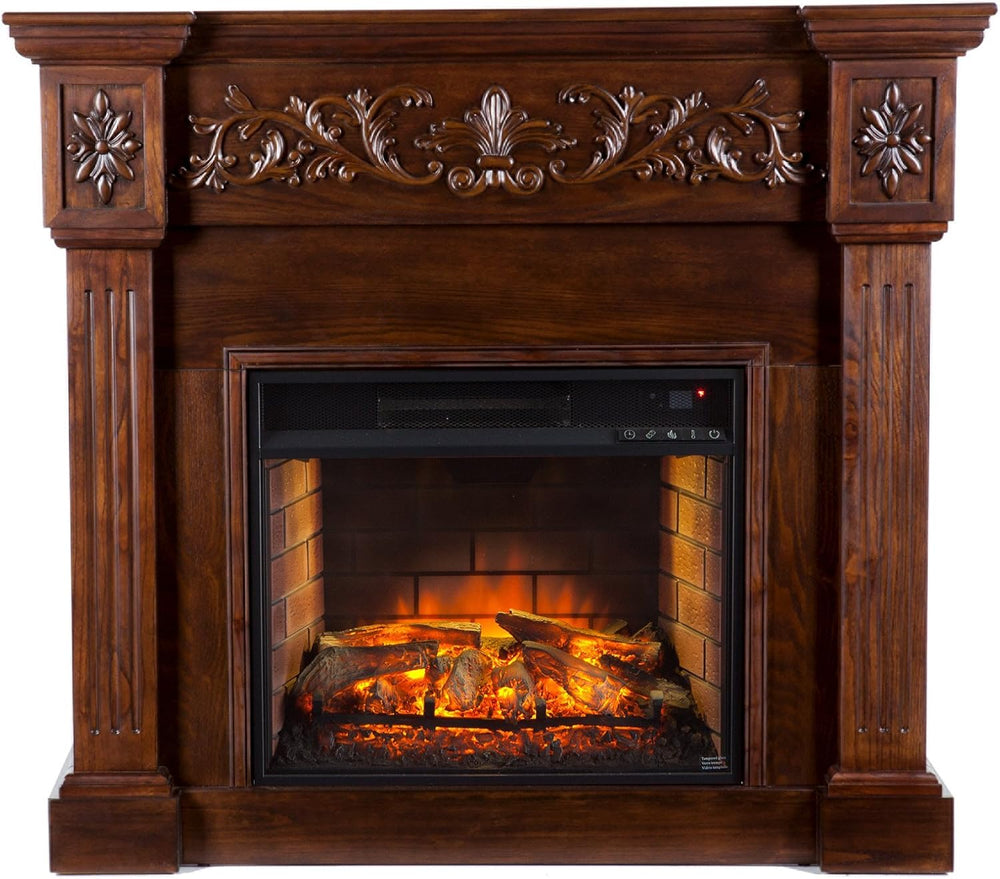 SEI Furniture Southern Enterprises Calvert Carved Electric Fireplace, Espress...