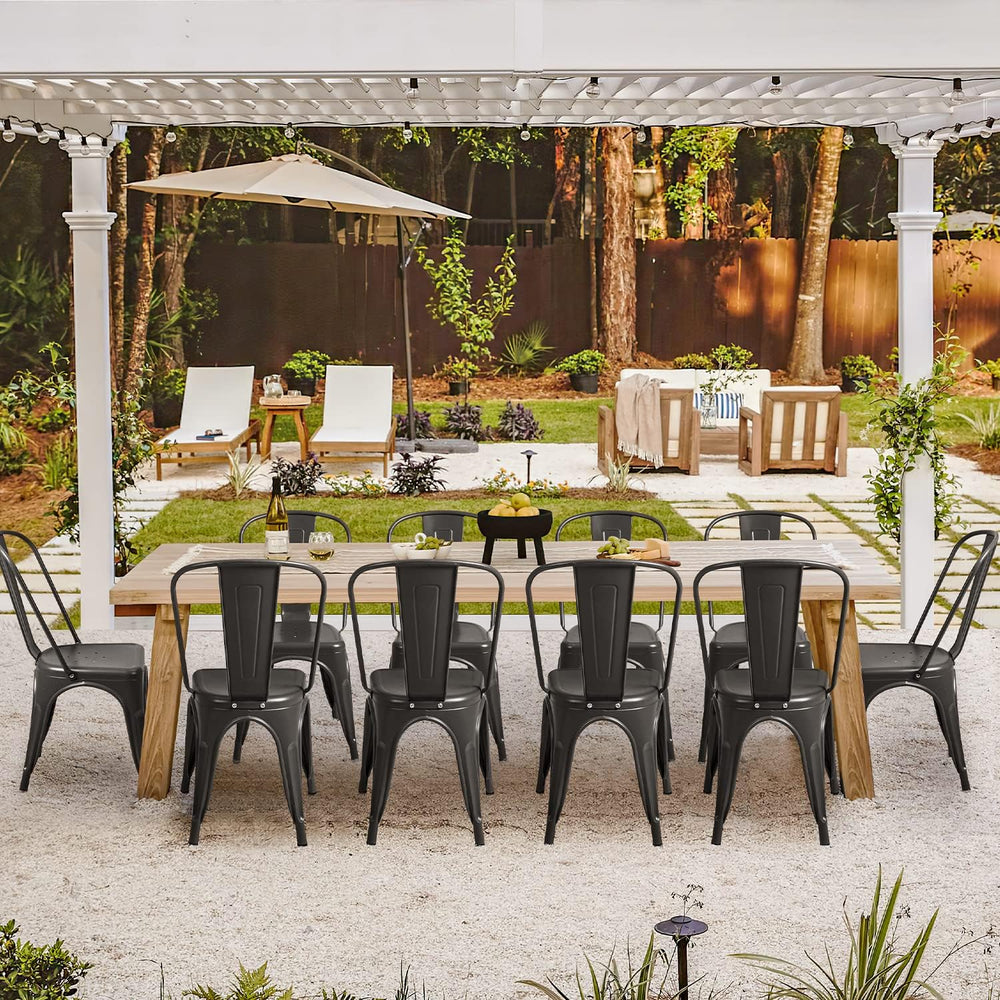 Furmax Metal Dining Chair Indoor-Outdoor Use Stackable Classic Trattoria Chai...