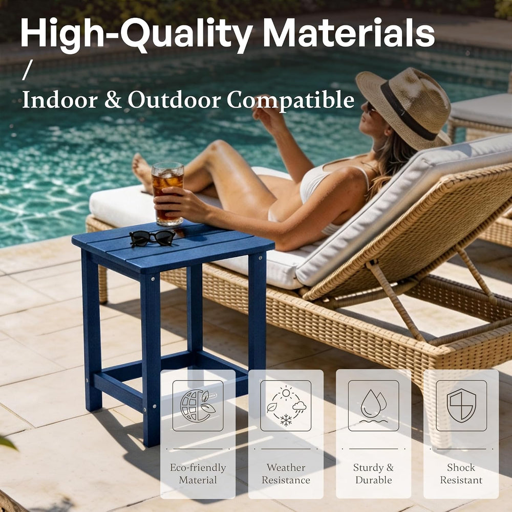 Square Outdoor Side Table, Patio End Table for Adirondack Chair, Navy