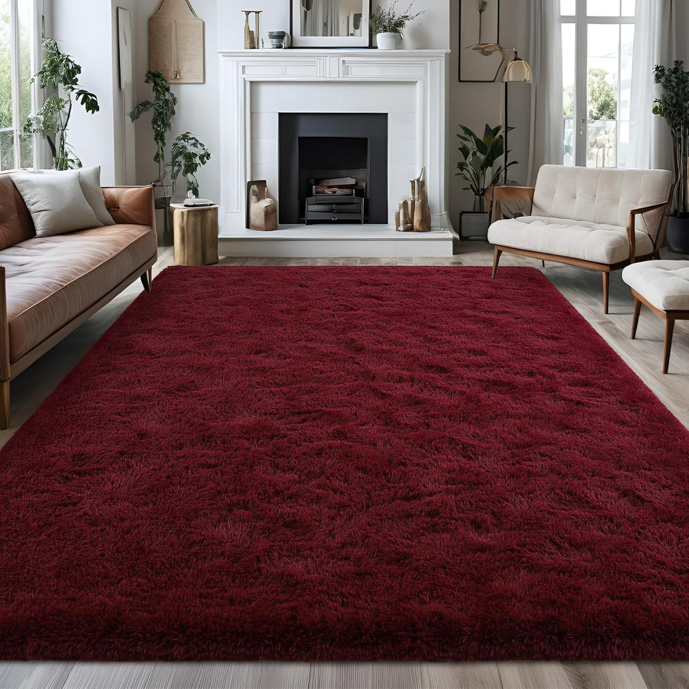 8x10 Large Burgundy Red Area Rug Plush