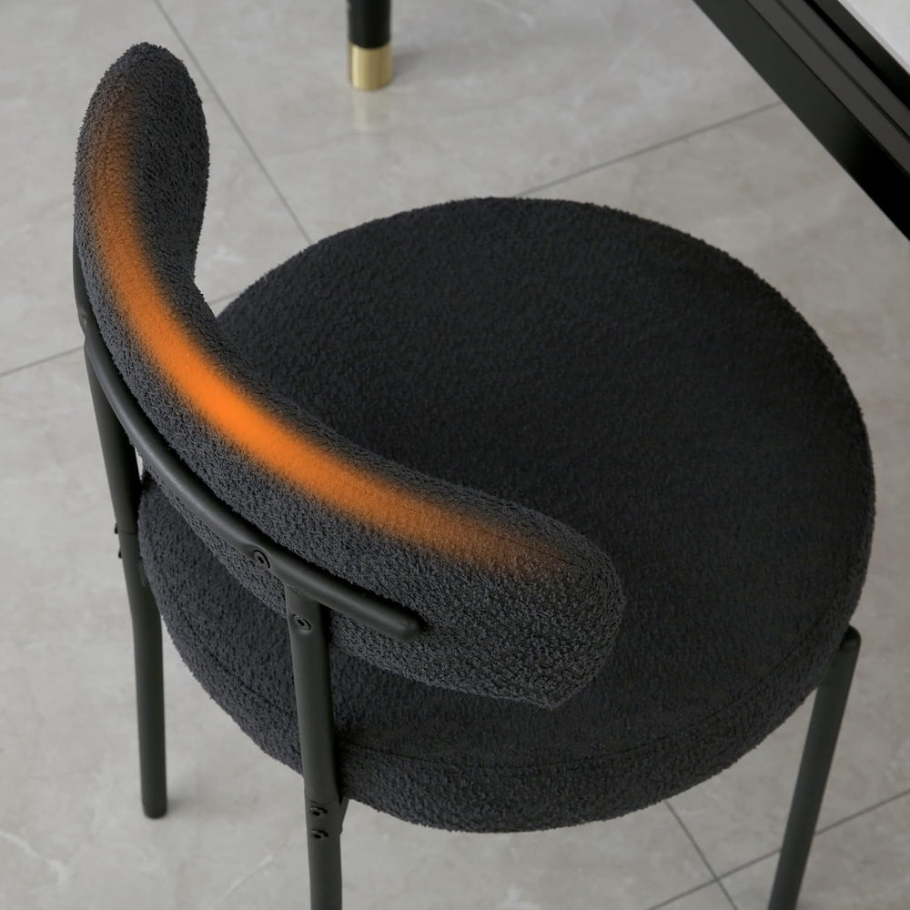 DYHOME Boucle Dining Chairs Set of 6, Upholstered Dining Room Chairs Black