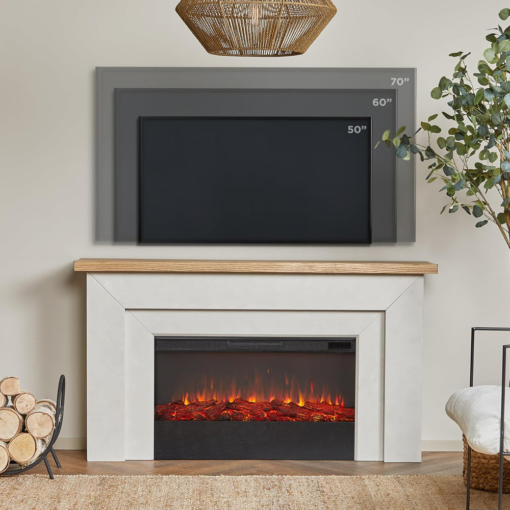 Real Flame Malie 68" Landscape Electric Fireplace with Mantel for Living...