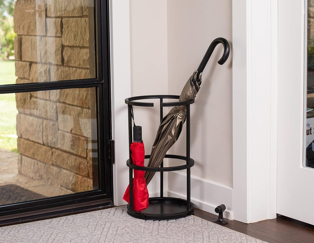 BIRDROCK HOME Circular Umbrella Holder with Removable Drip Tray - Stand for U...