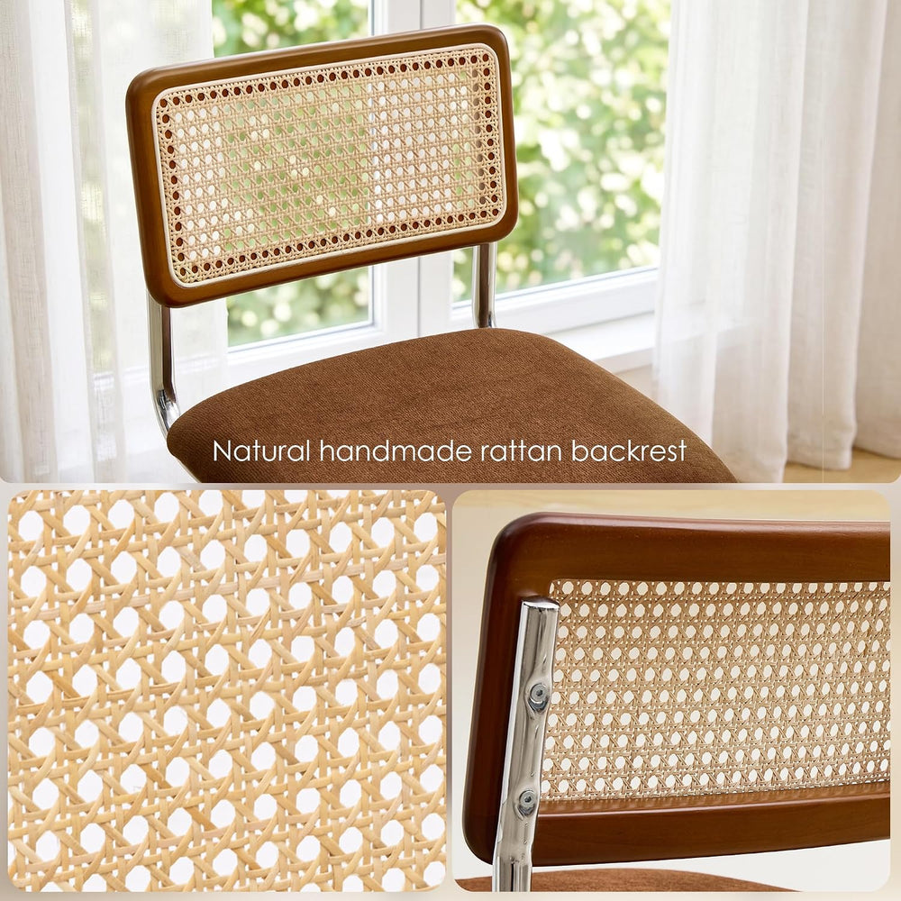 ONEVOG 26" Mid-Century Rattan Counter Height Bar Stools, Brown, Set of 2