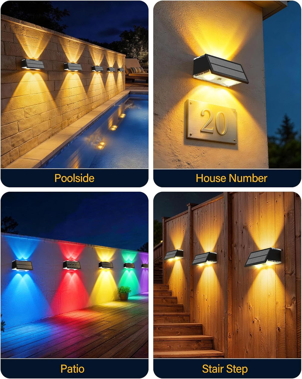 Solar Fence Lights Outdoor, 10 Pack Fence Solar Lights Waterproof