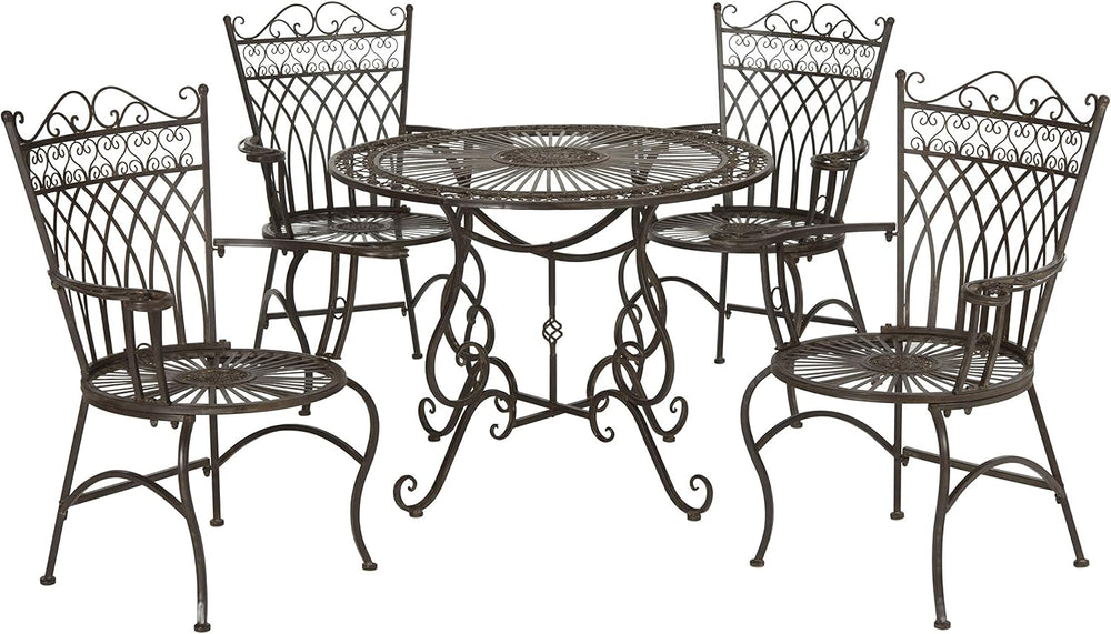 SAFAVIEH Outdoor - Thessaly 5-Piece Bistro Dining Set - Rustic Brown Iron Met...
