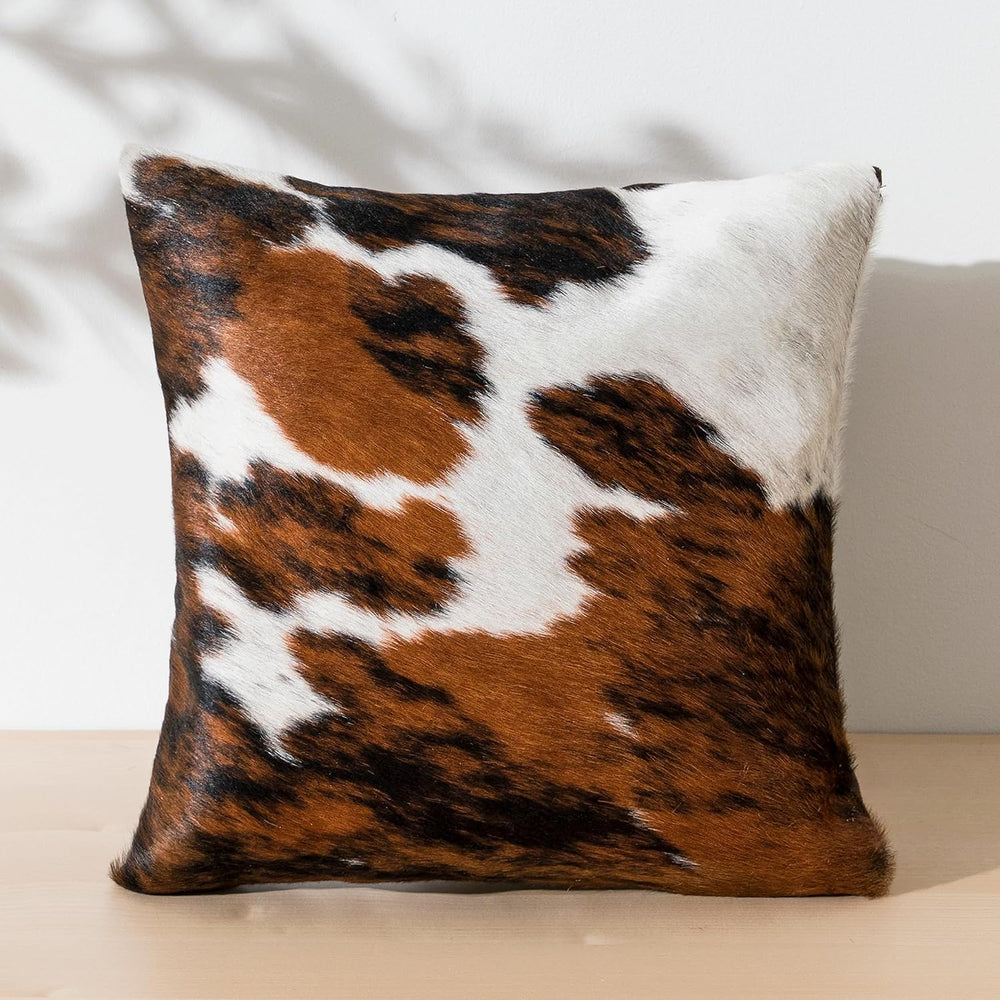 ecowhides 100% Genuine Brazilian Cowhide Pillow Cover – Tricolor, Brown, Blac...