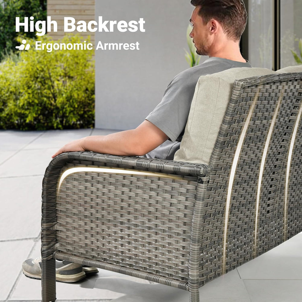 ovios 4-Piece Patio Furniture Set, Outdoor Wicker Sofa with Chairs Coffee Tab...