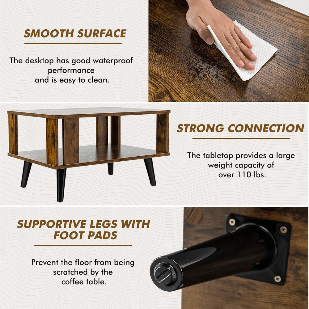 GIANTEX Small Wood Coffee Table, 2-Tier Tea Table w/Open Storage Shelf & ...