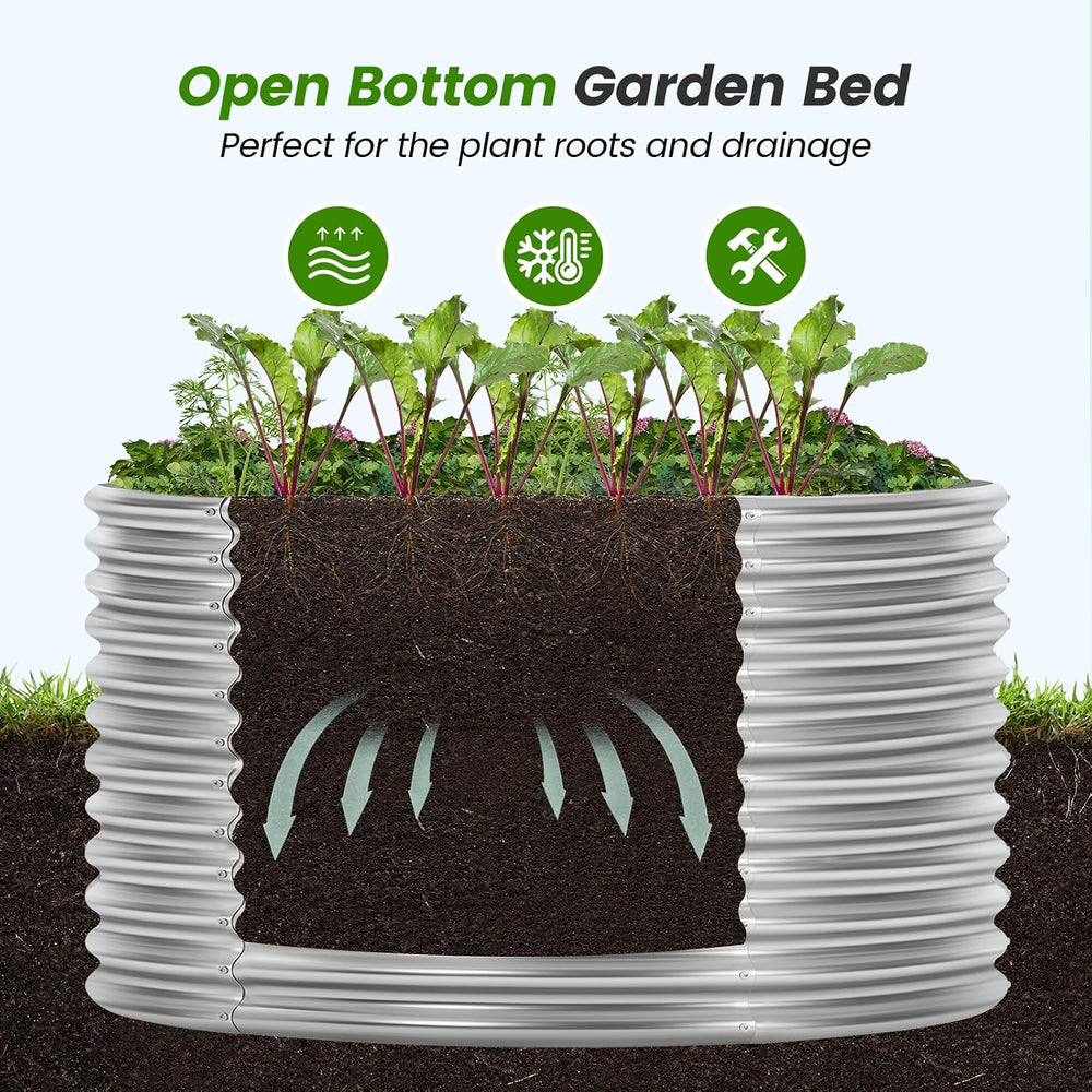 Land Guard 3×3×3ft Galvanized Raised Garden Bed Kit, Round Galvanized Planter...