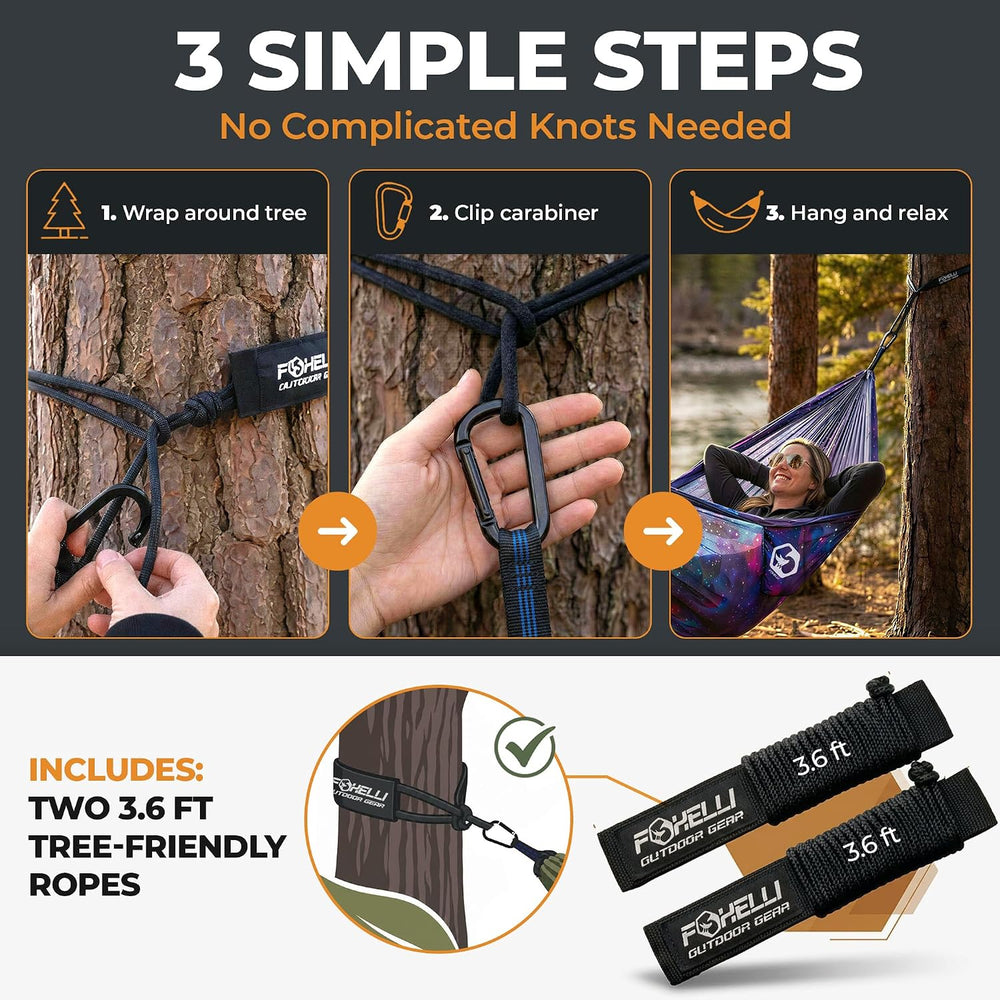 Foxelli Camping Hammock – Ultralight Hammock for Backpacking, Hiking, Festiva...