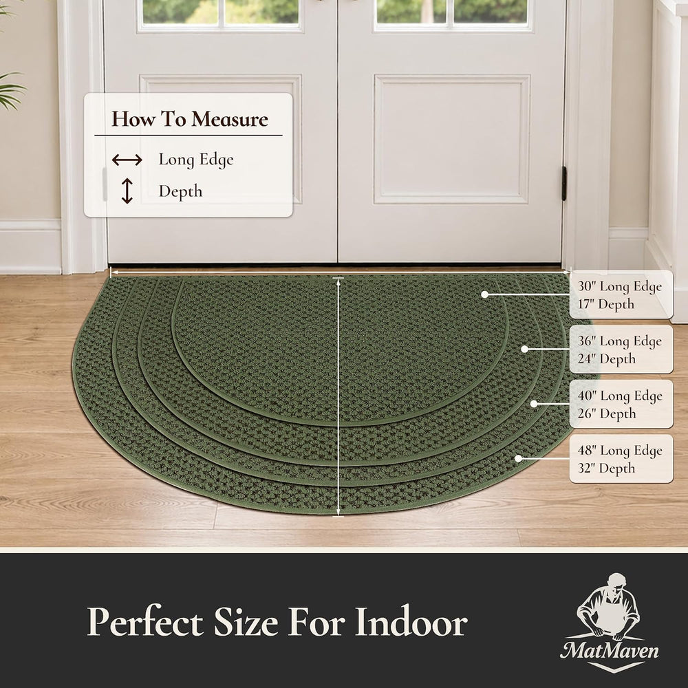 Dirt Trapper Door Mat 32" x 48", Non-Slip, Half Circle, Green