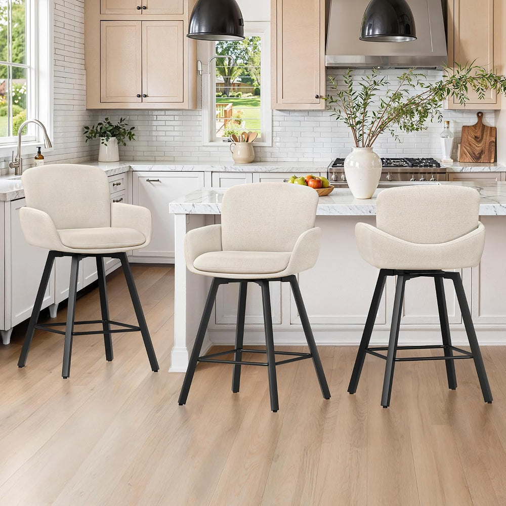 LUE BONA 26" Swivel Bar Stools Set of 3, Counter Height Bar Stools with ...