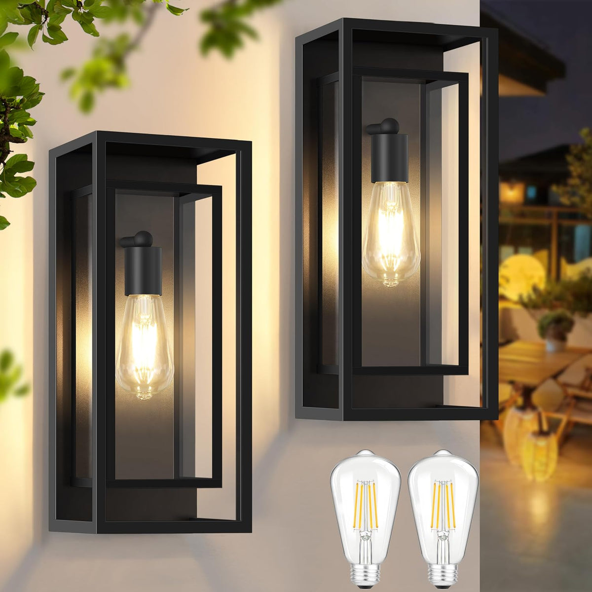 16.5'' large outdoor porch wall lanterns, 2 pack, main product view